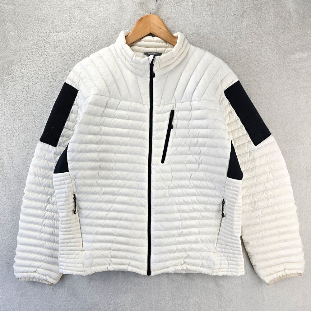 Eddie Bauer First Ascent Goose Down Puffer Jacket Mens Large White